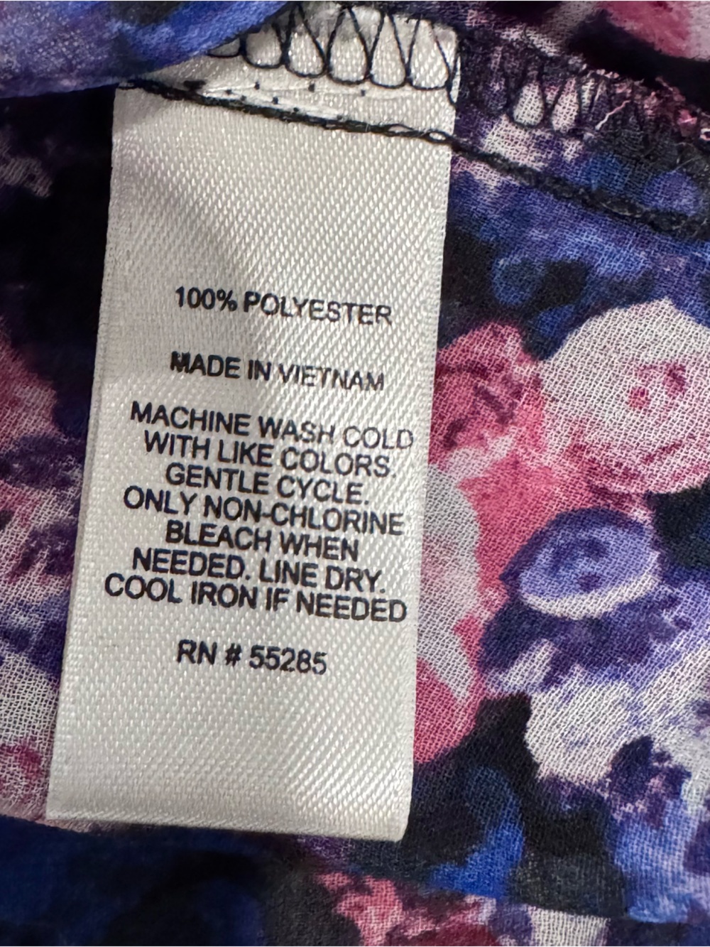 Express Navy Floral Button-Up Blouse with Pink & Purple Flowers - Picture 3 of 4